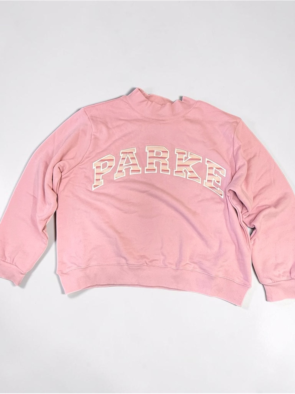 Parke Pink Crewneck Sweatshirt with White/pink Block Logo. New without tags.
